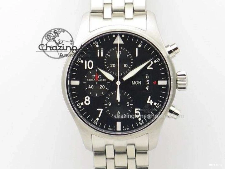 MIROTIME 0421 Vibrant Mark XVIII IW327001 SS M+F 1:1 Best Edition Black Dial on Black Leather Strap A 7055